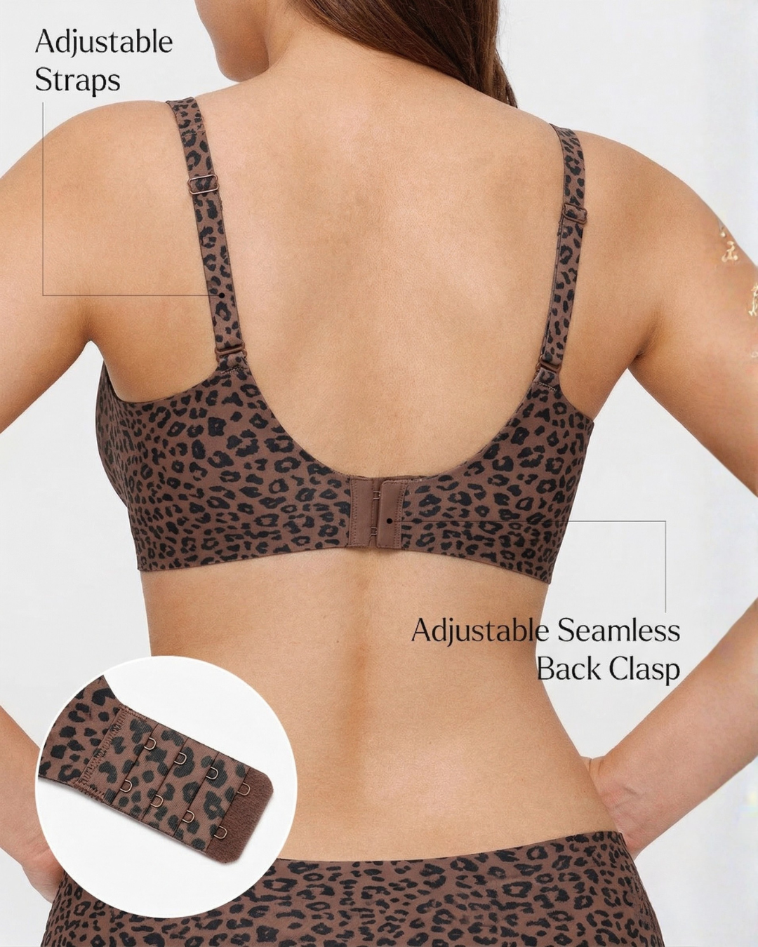 Seamless Wireless Jelly Leopard Contour Minimizer Support Bra
