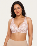 Seamless Wireless Jelly Leopard Contour Minimizer Support Bra